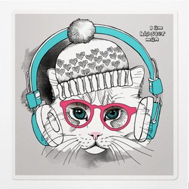 Decal Stickers of Cat Glasses Hat Hipster Headphones Premium Indoor (No Waterproof) Vinyl Decal Stickers for Laptop Phone Accessory Helmet Car Window Mug Tuber Cup Door Wall Decoratio NVCVER3g22511BL