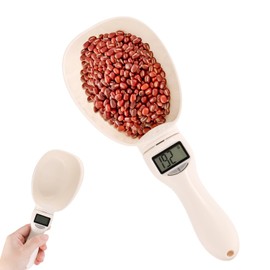 Electronic Measuring Spoon, Digital Measuring Spoon, 800 g/1 g, High Precision Digital Measuring Spoon, Scales for Food with LCD Screen for Kitchen Appliances and Daily Meals (Cream White)