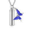 Urn Necklace for Ashes Cylinder Cremation Jewelry with Butterfly Cremation