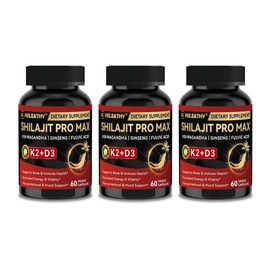 HIILEATHY Optimal Shilajit PRO MAX 60 Capsules Made in USA with Essential Minerals for Healthy Aging and Immune System Support:_Pack of 3 (180 capsules)