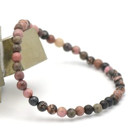 Miracles Minéraux 4mm Round Beaded Bracelet Fine and Discreet Natural Stone French Craftsmanship Over 60 Possibilities, Stone wrist circumference 17-18 cm