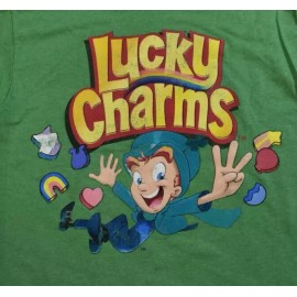 Lucky Charms Youth Boys Leprechaun Mascot Green Cereal Shirt NWT Medium (8)