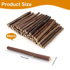VZXZXE Pack of 50 Wooden Sticks for Crafts 10 cm Wooden Block Sticks for DIY Crafts Wood for Crafts Branches and Branches Decorative Wooden Tree Trunk Wooden Stick for Crafts Wooden Stick Natural