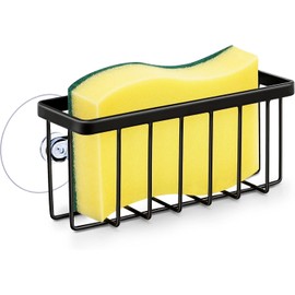 U Chef Soporte para Esponja de Fregadero de Cocina con Ventosa, Porta Esponja para Fregadero de Acero, Organizador de Fregadero de Cocina, Organizador de Esponja de Platos (Negro)
