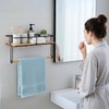SDZOREN Hand Towel Holder with Wooden Shelf – Wall-Mounted Bathroom