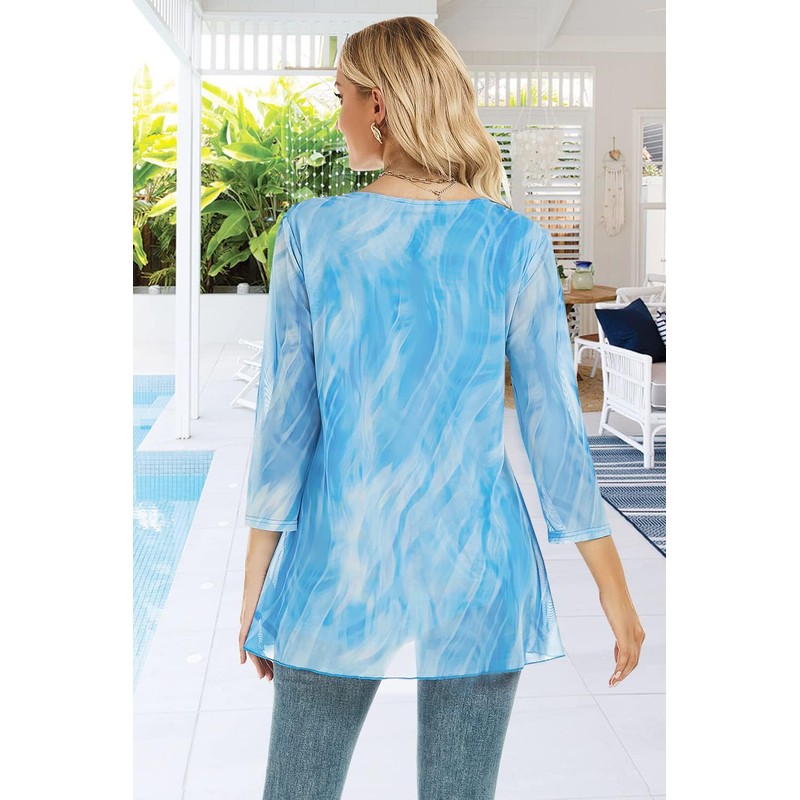 SeSe Code - Blusa de manga 3/4 para mujer, con