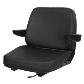WUSILILU Adjustable Forklift Seat with Armrest, Driver Side Tractor Seat, PU Sponges and PVC Synthetic Leather Forklift Seat Cushion Chair Cover for Bulldozer, Lawnmower, Overhead Lift, Excavator