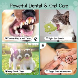 Dog Teeth Cleaning Powder Large Capacity Dog Dental Powder for Teeth Cleaning, 6oz Breath Fresher Plaque Off Tartar Remover for Pet, 90 Day Supply Dental Care for Breath
