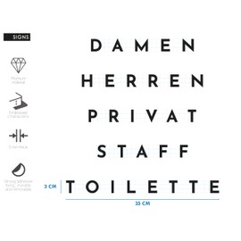 Raised Letters Sticker Sign Private, Staff, Toilet, Men, Women - Vintage Door and Wall Lettering (Black, German)