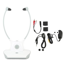 TV Hearing Headphones Wireless 2.4GHz 3.5mm AUX RCA Adjustable Wireless TV Amplifier Headphones 100‑240V EU Plug