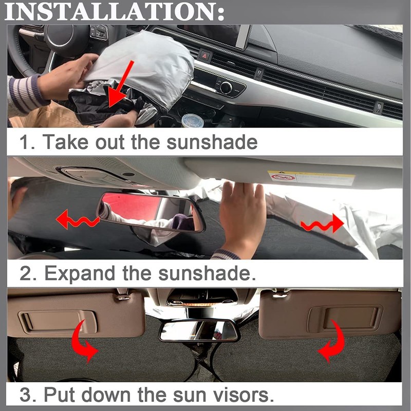 XYHAOAI Windshield Sun Visor Cover, Foldable UV Screen Protector Compatible