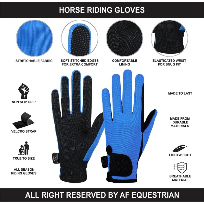 AFE Ladies Horse Riding Gloves Track Fabric Gloves Synthetic Leather