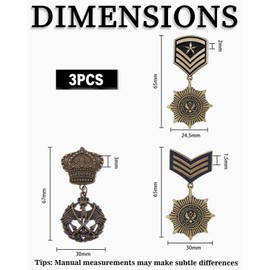 TPZORJX Order Badge, 3 Pieces 3 Style Badges, Alloy Star Eagle Medal Brooch Crown Cross Lapel Pin Badge Hats Scarf Suit Brooch Vintage Lapel Clip For Costume Decoration