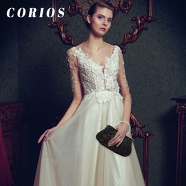 CORIOS Evening Clutch Bag for Women Vintage Beaded Sequin Handbag Bridal Wedding Purse Fashion Floral Shoulder Bag - 1920s Accessories Glitter Crossbody Bag for Banquet Party Cocktail Prom Black