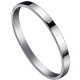 Jude Jewelers Stainless Steel Classical Simple Plain Blank Open Clasp Bangle Bracelet (Silver, 6)