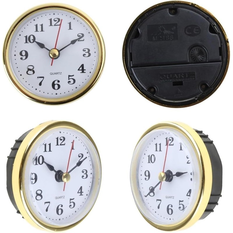 Nlinlin Mini Silver Clock Insert, 2-1/2Inch 65mm Round Quartz Movement,