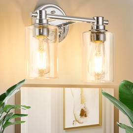 ALAISLYC Bathroom Light Fixtures Wall Sconce Light with Clear Glass Chrome 3 Lights Bathroom Lighting Over Mirror Vanity Lights for Living Room,Bedroom,Restroom,Hallway E26 Base