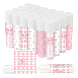 50 Pcs Pink Bow Lip Balm Bulk, Pink Lip Care, Moisturizing and Nourishing Lip Balm Gifts for Girls Women Employee Bachelorette Birthday Party Favors Guest
