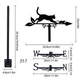 SUPERDANT Weather Vane in Cats and Mouse Shape Animal Weather Vane Made of Metal Weather Vane Made of Black Wind Vane Garden Art Decoration Wind Direction for Roof Yard Outdoor Farm Garden Patio Decor