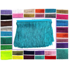 Beautiful 2 Yards of 12" Long Chainette Fringe Tassel Thread Yarn Trim Fringe Sewing, Dance Costumes, Drapery, Lamp Shades-Turquoise
