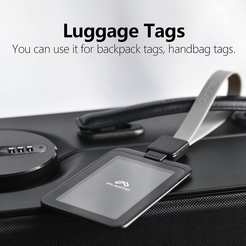 Phomo Luggage Tags with Self Retracting Reel Clip. Self Retracting