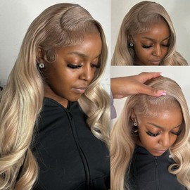 Sherico 13x6 Ash Blonde Lace Front Wig Human Hair Upgrades Milk Tea Ash Grey Balayage Lace Front Wig More Full and Thicker 13x6 HD Invisible Blonde Frontal Wig for Women 26 Inch