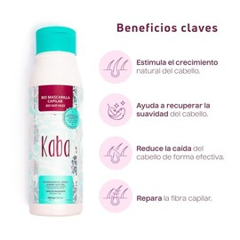 Kaba Bio Mascarilla Capilar para Estimular el Crecimiento y Prevenir la Caída del Cabello - Tratamiento para Cabello Maltratado y Seco - Hecho de Frutas y Extractos Naturales - 500ml