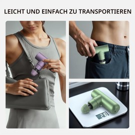 FITMIND Small Massage Gun, High-Quality Mini Massage Gun for Muscles and Fascia, 4 Attachments with 5 Adjustable Levels, for Pain Relief and Relaxation