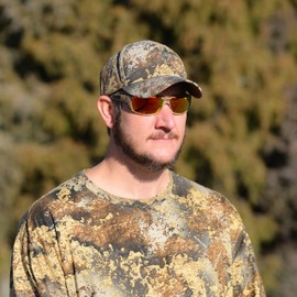 Hornz Brown Forest Camouflage Polarised Sunglasses for Men Full Sport Frame & Free Matching Microfiber Pouch – Brown Camo Frame – Orange Lens