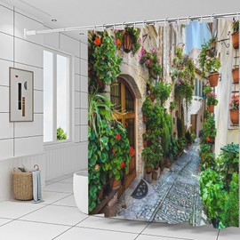 Italy Outdoor Landscape Shower Curtains Bathroom Decor Polyester 70x70 Inch
