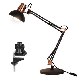 FIRVRE Black Retro Metal Swivel Arm Desk Lamp Adjustable Architect Morden Table Lamp High Task Lamp with Switch for Bedroom Study Room Home Office
