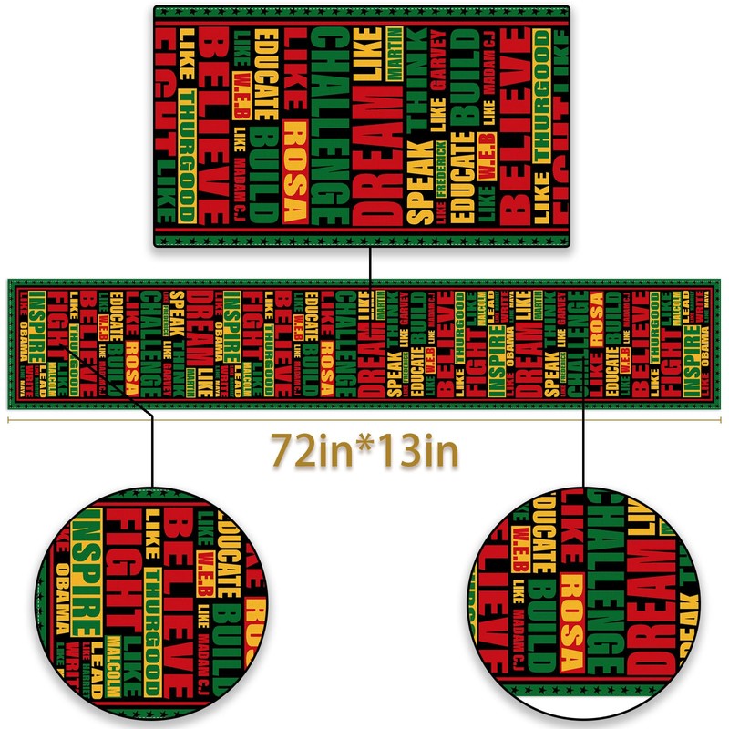 Black History Month Table Runner Juneteenth Afro African American Decoration