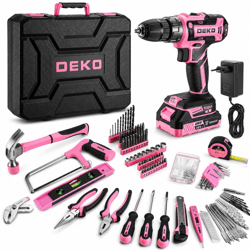 20V Pink Cordless Drill Tool Kit for DIY Repairs –
