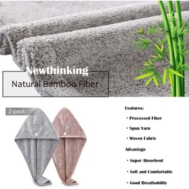 BONKEEY Toalla para Cabello Turban Microfibra Baño, Secador Quick Magic, Absorbente Super Turbante, Envoltura de Toalla de Secado rápido para el Cabello, Gorro para Cabello Seco,(2 Pcs Rosa/Púrpura)