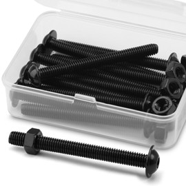 (10 Sets) M6 x 60 mm Allen Screws with Flange and Nut Set, 304 Stainless Steel Black Oxide, Rounded Head Screws, Flange Screws