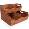 [Upgraded] 2-tier Stackable Bamboo Pantry Storage Bins, Potato and Onion
