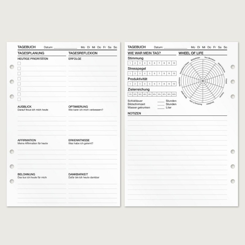 KOMPASS® Diary Inserts | 30 DIN A5 Refill Pages for