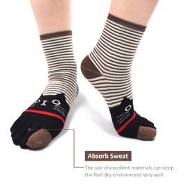 CaiDieNu Womens Toe Socks Animal Socks Cotton Five Finger Socks Colorful Funny Casual Crew Socks for Ladies