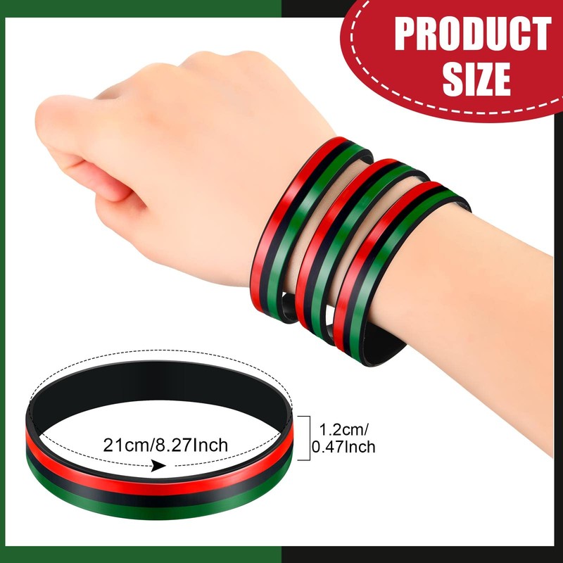 Sratte 60 Pcs Black History Month Bracelets Bulk Juneteenth Rubber