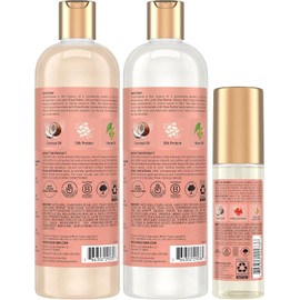 SheaMoisture Champú Y Acondicionador Coconut & Hibiscus Curl & Shine, Tamaño Familiar + Aceite Smooth & Shine Para Rizos Definidos, Cabello Brillante Y Control Del Frizz