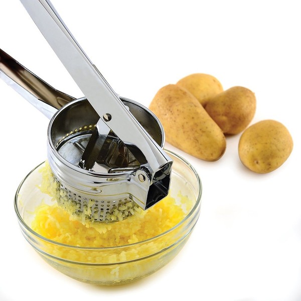 Mengshen Potato Ricer Acero Inoxidable Prensa de Mano Ergonómica Machacador Profesional Prensador de Patatas