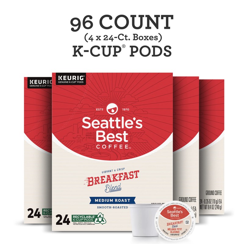 Seattle's Best Coffee K-Cup Coffee Pods—Medium Roast Coffee—Breakfast Blend for