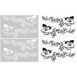 GORGECRAFT 4 Stück Schmetterlings Autoaufkleber Schwarz Weiß Kunststoff Selbstklebend Wasserdicht Vinyl Tier Blume Schmetterlinge Autos Fensteraufkleber Zum Fahren Motorrad Fahrrad Dekoration Zubehör