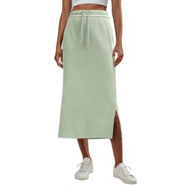 Lepunuo Casual Skirts Womens High Waist Trendy Summer Drawstring Sweat Skirts with Pockets