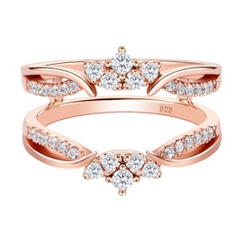 SHELOVES Rose Gold Plated Guard Ring Enhancers for Engagement Rings AAAAA Cz 925 Sterling Silver Sz 9