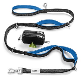 Leashrr 2.0 Anti Pull Dog Leash - Heavy Duty, 6ft, Sturdy Bungee, 4 Padded Handles, Strong Carabiner Clips and Rings, Highly Reflective, Poop Bag Holder + Treat Pouch, Large Breeds by Leashrr 2.0 (Royal Blue)