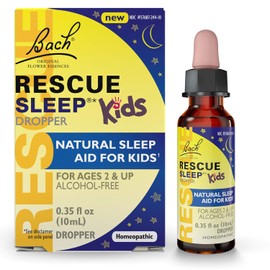 Bach RESCUE SLEEP KIDS Gotero de 0.3 fl oz, ayuda natural para el sueo y el alivio del estrs, esencia floral homeoptica, libre de melatonina, azcar y 