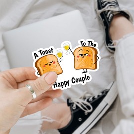 (3Pcs) A Toast to The Happy Couple Vinyl Sticker, Funny Wedding Sticker, Toast Sticker Decal Car Stickers Couple, Couples Decals - Stickers for Laptop Water Bottle Phone Car Window Helmet 3"