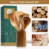 AIUHI Wood Spoons for Cooking, Nonstick Kitchen Utensil Set, Wooden