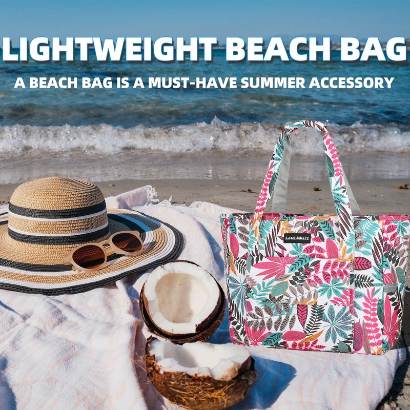 Lovelinks21 Beach Bag Waterproof Sand Resistant Women's Tote Pool Bag